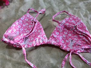 Pink Floral Bikini Top