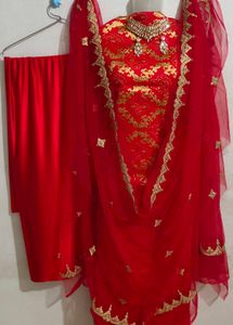 Combo Very Beautiful red Brocade Wedding Suit Fabr