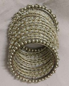 Silver Beaded Bangle Set