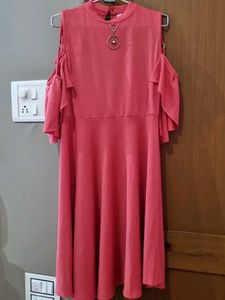 Coral Cold Shoulder Dress