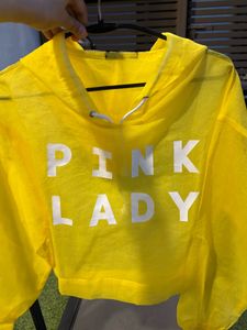 Shein Yellow &#39;Pink Lady&#39; Crop Hoodie