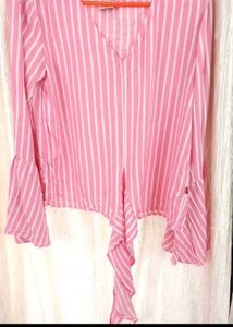 Striped Tie-Front Top