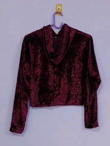 Burgundy Hoodie Crop Top