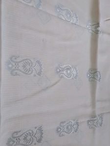 Kota Doria Saree With Silk Embroidery