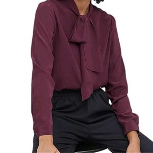 Elegant Burgundy Bow Blouse