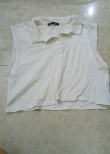 Zara White Sleeveless Top