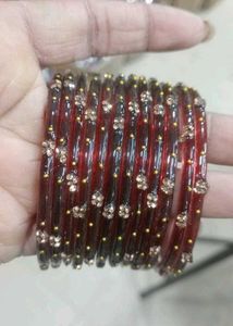 Red &amp; Gold Beaded Bangles