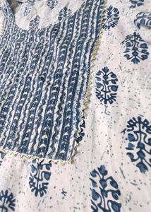 Casual Printed Women White, Light Blue Short Kurti