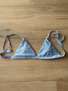 Grey Polka Dot Bikini Top