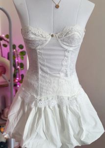 Vintage White Lace Corset Dress