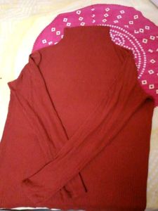 Rust Ribbed Turtleneck Top