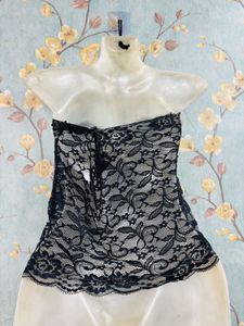 Floral Net Black Top