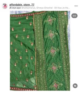 The Zardozi &amp; Crystal Booti Emerald handwork Saree