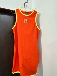 Orange Cartoon Print Dress