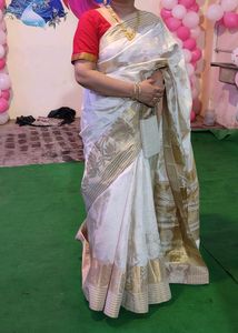 Banarsi Touch Fabric With Red blouse