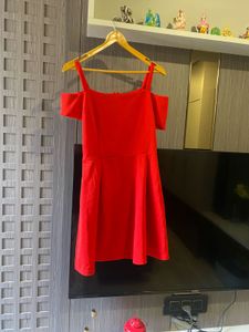 Red Cold Shoulder Mini Dress
