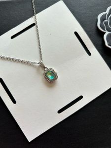 Dainty Turquoise Pendant Necklace – Silver Tone