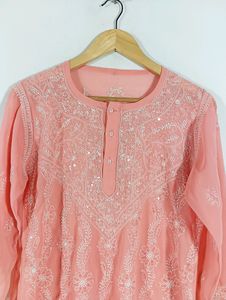 Peach Embroidered Casual Top ( Women)