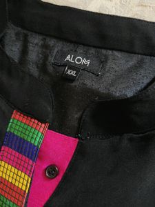 Black Kurta With Beautiful Multicolour Line