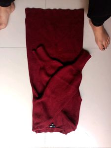 Maroon knitted woolen dress sale price
