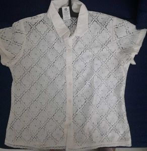 White Lace Shirt Top