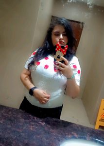 White Top With Red Beautiful Flower