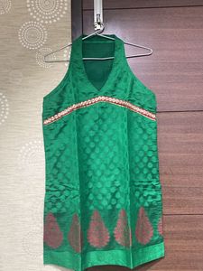 Halter Neck Fusion Wear Silk Kurta
