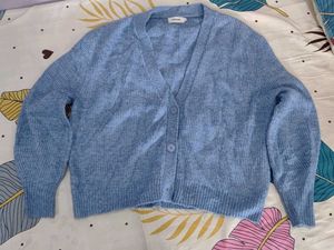 Light Blue Knit Cardigan for plus size