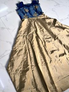 Elegant Blue &amp; Gold Ethnic Dress