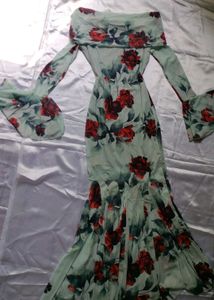 Floral Print Off-the-Shoulder Maxi Dress