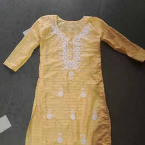 Yellow Embroidered Kurta
