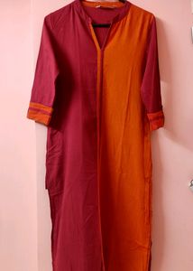 Red And Orange Long Sleeves Kurta With Pocket!