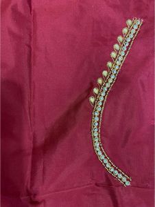 Marroon Maggam Work Blouse Unstitched.