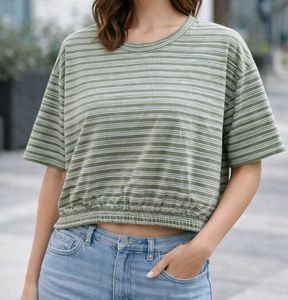 Striped Olive Crop Top