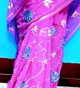 Pink Floral Saree