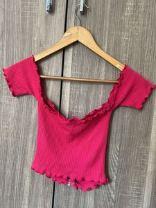 Chic Pink Off-Shoulder Top