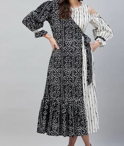 Black &amp; White Printed Dress