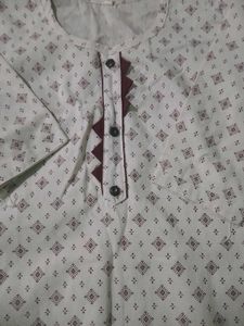 Printed White Kurta