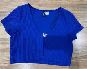 Blue Cropped Cardigan