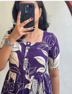 Floral Purple Tiered Midi Dress