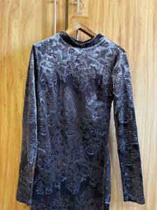 Floral Velvet Mock Neck Dress- Not Used