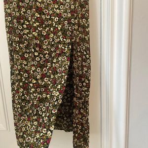ZARA Floral Midi Dress with Slit