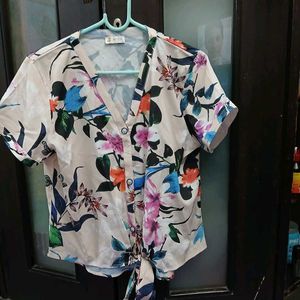 Floral Tie-Front Top