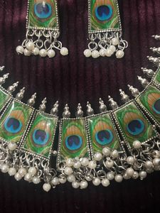Peacock Inspired Necklace Set