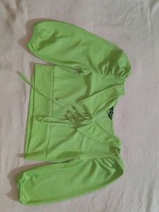 Green Tie-Front crop top