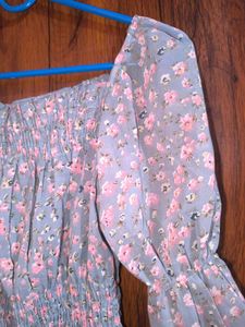 Floral Print Smocked Top