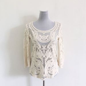 H&M OffWhite Floral Lace Scoop