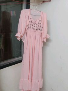 Cute Pink Dress &amp; Shrug Set