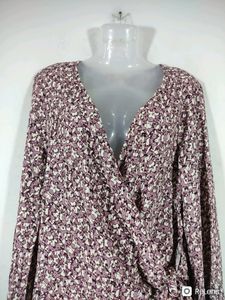 H&amp;M Mauve Printed Wraparound Dress (Womem)