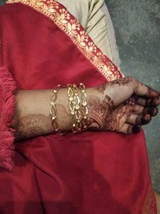 Golden Bangles With White Stone